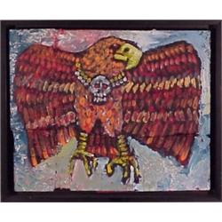 Gus Clark (20th Century) American, WARRIOR EAGLE, acrylic painting on board, 13 x 16, signed on...