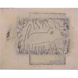 Tom Dixon (20th Century) American, DOG II, acrylic painting with pencil drawing on paper, 8 1/2...