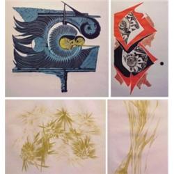 Maki Enokido (b. 1938) Japanese & another (four), EFFLORESCENSE, 1966, color etching, signed in...