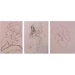 Brenda Euwer (20th Century) American (three), UNTITLED, three, each a conte pencil drawing on p...