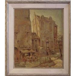 O. E. L. Graves (19th/20th Century), FRENCH QUARTER, oil painting on board, 24 x 20", signed lo...