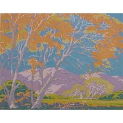 Sam Hyde Harris (1889-1977) Californian, ORANGE SUMMER, color lithograph, signed in pencil, ima...