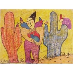 Carol Brennan Jaworski (b. 1940) Californian, LET GO, acrylic painting on paper, 22 x 30". $200...