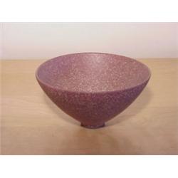 James Lovera (20th Century), BOWL, 1980, a speckled off-white on mauve ceramic bowl, 6" diamete...