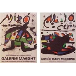 Joan Miro (1893-1983) Spanish (two), MUSEE D'ART MODERNE, 1977; GALERIE MAEGHT, 1979, two color...