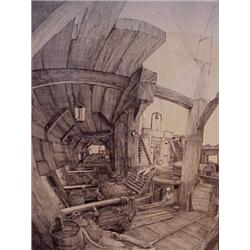 Philippe Mohlitz (b. 1941) French, STUDY FOR ANCIENT MARINER, 1975, pen and ink drawing, 9 1/4...