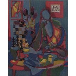 Marcel Mouly (b. 1918) French, WOMAN AT A TABLE, color lithograph, signed in pencil, from the n...