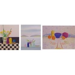 Elizabeth Osborne (20th Century) American (three), STILL LIFES, three screenprints, each signed...