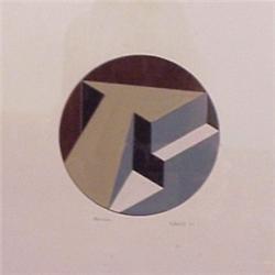 Rinaldo Paluzzi (b. 1927) American, ESTUDIO, 1972, gouache on paper, image 4 1/2" diameter, she...