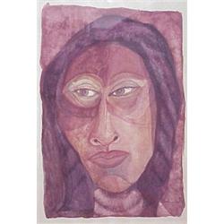 Raskin (20th Century), PORTRAIT, 1980, watercolor paper, 12 x 8 ", signed and dated lower right...