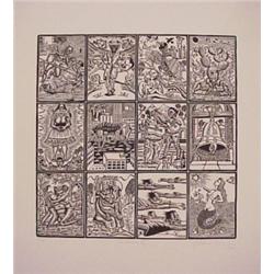 Artemio Rodriquez (20th Century) Mexican/America, LA LOTERIA III, 1995, linocut, twelve images,...