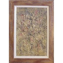 Ricardo Santa Maria (b. 1920) Spanish, UNTITLED, sand resin and oil painting on canvas board, 6...