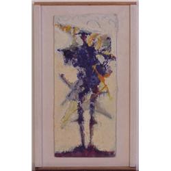 Roberto Sguazzi (b. 1965) Italian, TALL GUARDIAN (Blue on cream), acrylic painting & crayon on...