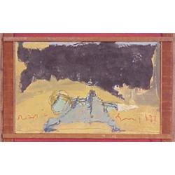 Roberto Sguazzi (b. 1965) Italian, WHALE AND ANIMAL, 1997, oil & crayon on board, 8 1/4 x 13",...