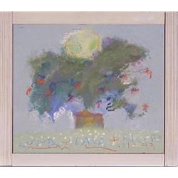 Roberto Sguazzi (b. 1965) Italian, MOON AND TREE, 1999, oil & crayon on board, 11 1/2 x 13 3/4"...