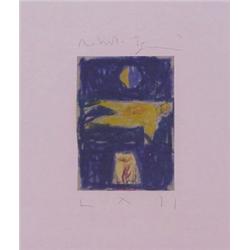 Roberto Sguazzi (b. 1965) Italian, HORIZONTAL YELLOW FIGURE, acrylic and crayon on paper, image...