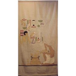 Tapestry, EGYPTIAN TRADERS (fish), a fine hand-woven wool tapestry, 101 x 53", made in Greece....