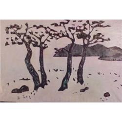 Cheng Tsai Tung (b. 1953) Taiwan, TREES IN WHITE LANDSCAPE, 1988, acrylic painting on canvas, 5...
