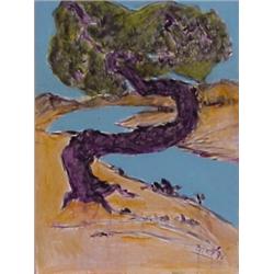 Cheng Tsai Tung (b. 1953) Taiwan, LONE PINE TREE (TAN), acrylic painting on canvas board, 24 x...