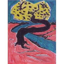 Cheng Tsai Tung (b. 1953) Taiwan, LONE PINE TREE (PINK), acrylic painting on canvas board, 24 x...