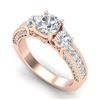 Image 1 : 2.07 CTW VS/SI Diamond Solitaire Art Deco 3 Stone Ring 18K Rose Gold - REF-327X3T - 37017