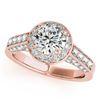 Image 2 : 1.5 CTW Certified VS/SI Diamond Solitaire Halo Ring 18K Rose Gold - REF-242W2F - 26782