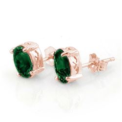 2.0 CTW Emerald Earrings 14K Rose Gold - REF-13X6T - 11310