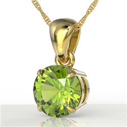 2 CTW Peridot Designer Inspired Solitaire Necklace 18K Yellow Gold - REF-27X8T - 22034