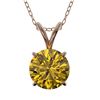 Image 1 : 1.21 CTW Certified Intense Yellow SI Diamond Solitaire Necklace 10K Rose Gold - REF-240N2Y - 36793