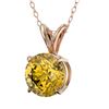 Image 2 : 1.21 CTW Certified Intense Yellow SI Diamond Solitaire Necklace 10K Rose Gold - REF-240N2Y - 36793
