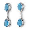 Image 2 : 10.10 CTW Blue Topaz & Diamond Earrings 14K White Gold - REF-47Y6K - 10155