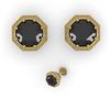 Image 2 : 1.0 CTW Black Diamond Stud Solitaire Earrings 18K Yellow Gold - REF-52A5X - 35956