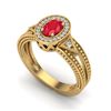 Image 2 : 0.83 CTW Ruby & VS/SI Diamond Designer Solitaire Halo Fashion Ring 10K Yellow Gold - REF-25F8N - 208