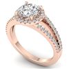 Image 2 : 2 CTW Certified VS/SI Diamond Solitaire Micro Halo Ring 14K Rose Gold - REF-512K2W - 30379