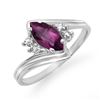 Image 1 : 0.48 CTW Amethyst & Diamond Ring 10K White Gold - REF-12W5F - 12793