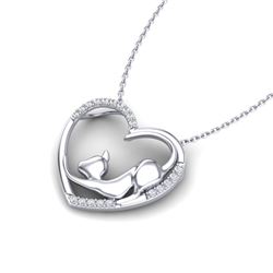 0.25 CTW Micro Pave VS/SI Diamond Heart Necklace 10K White Gold - REF-33T6M - 22649