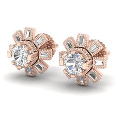 1.77 CTW VS/SI Diamond Solitaire Art Deco Stud Earrings 18K Rose Gold - REF-263N6Y - 37065