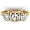 Image 1 : 1.55 CTW Certified VS/SI Diamond Solitaire 3 Stone Ring 14K Yellow Gold - REF-182A5X - 30428