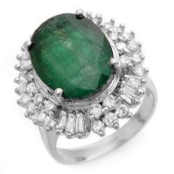 11.75 CTW Emerald & Diamond Ring 18K White Gold - REF-272T8M - 14413