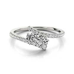 1 CTW Certified VS/SI Diamond 2 Stone 2 Stone Ring 18K White Gold - REF-141X3T - 28204
