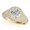 Image 1 : 1.7 CTW Certified VS/SI Diamond Solitaire Halo Ring 18K Yellow Gold - REF-416X4T - 26720