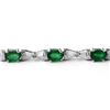 Image 2 : 6.11 CTW Emerald & Diamond Bracelet 14K White Gold - REF-81H6A - 14306