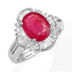 3.83 CTW Ruby & Diamond Ring 18K White Gold - REF-96A8X - 13308