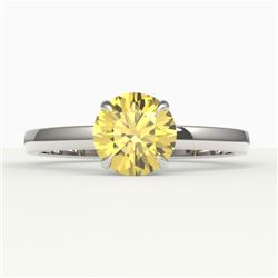 2 CTW Citrine Designer Inspired Solitaire Engagement Ring 18K White Gold - REF-30X4T - 22218