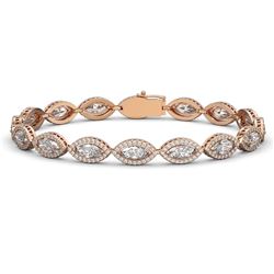 12.16 CTW Marquise Diamond Designer Bracelet 18K Rose Gold - REF-2256M2H - 42744