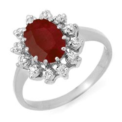 1.22 CTW Ruby & Diamond Ring 18K White Gold - REF-43A3X - 12513