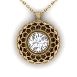 1.25 CTW Certified VS/SI Diamond Art Deco Necklace 14K Yellow Gold - REF-360N4Y - 30560