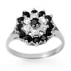 1.02 CTW Blue Sapphire & Diamond Ring 18K White Gold - REF-31W5F - 12313