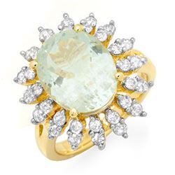 6.08 CTW Aquamarine & Diamond Ring 14K Yellow Gold - REF-166X2T - 13993