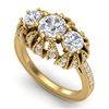 Image 1 : 2.26 CTW VS/SI Diamond Solitaire Art Deco 3 Stone Ring 18K Yellow Gold - REF-345H5A - 37003